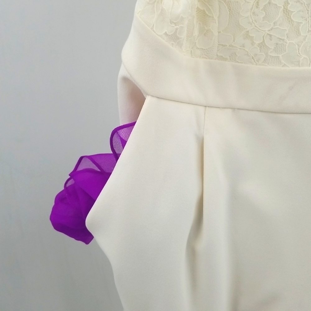 Express Cream Jumpsuit Lace Top Spaghetti Straps & Pockets Jumpsuit - Picture 6 of 15